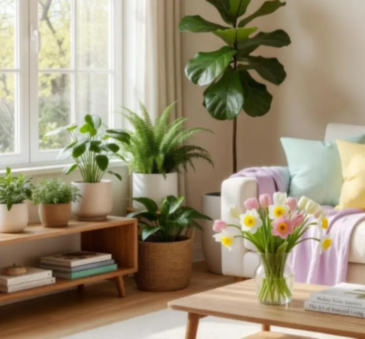 Szezonális hangulatú nappali lakástextilekkel