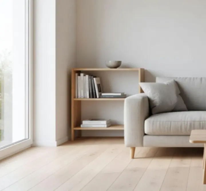 Modern nappali világosszürke kanapéval